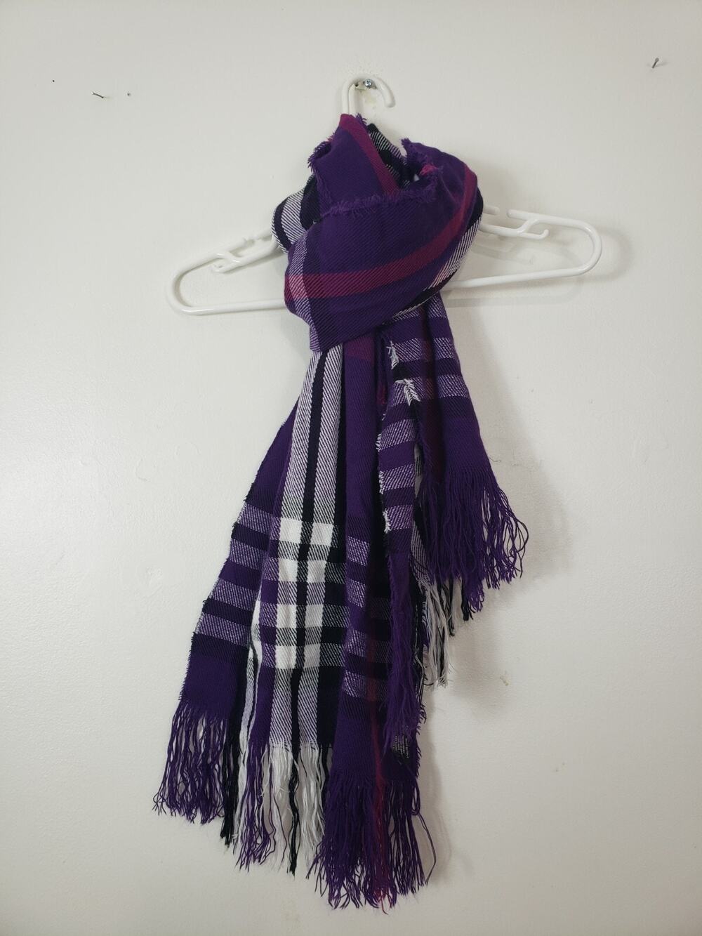 Calonaci s.r.l. Scarf Purple Winter Cottagecore Office Plaid Italy 71"x16"